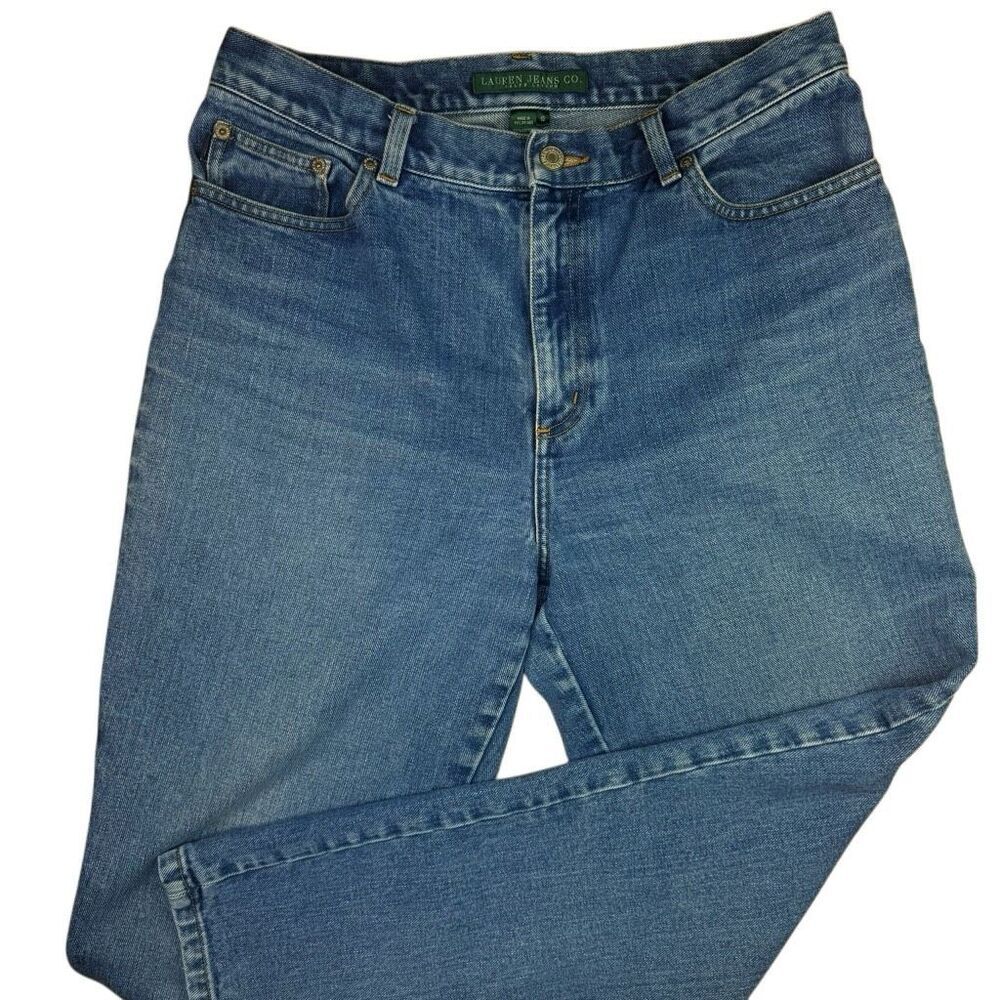 Vintage 90s Lauren Jeans Co Women Size 10 Blue Cotton High Waisted Relaxed Jeans
